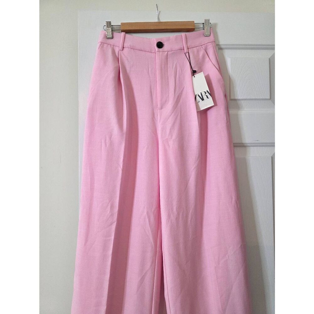BLOGGER'S FAVE! Zara High Waisted Pants Pastel Pink NWT Size S - Picture 6 of 11